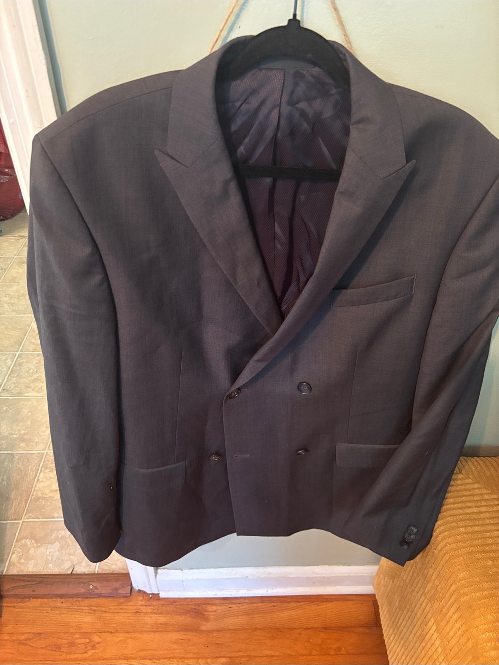 Kenneth Cole Men's Double-Breasted Blazer in Charcoal Gray
